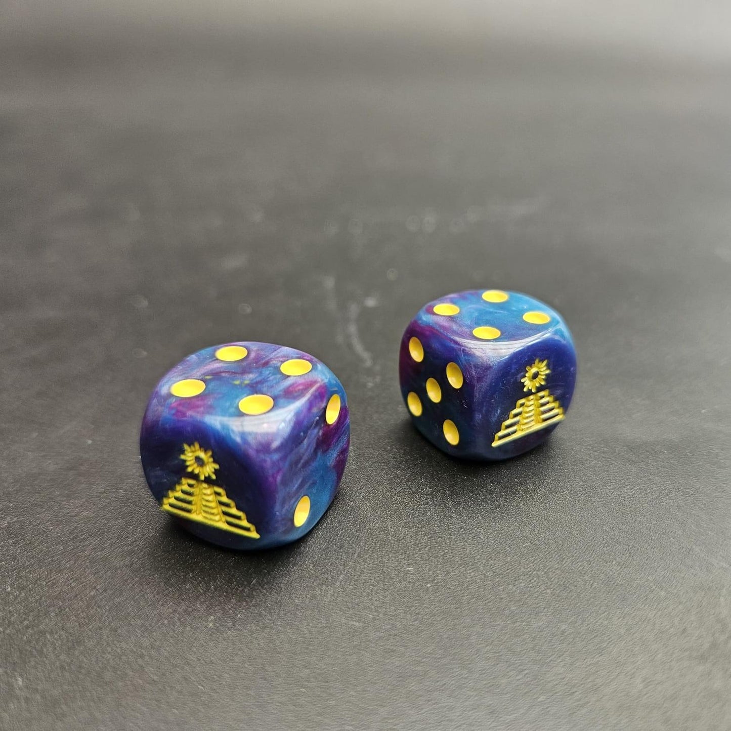 Pack of 16mm Aztec Dinosaur Pyramid Rounded Edge Dice