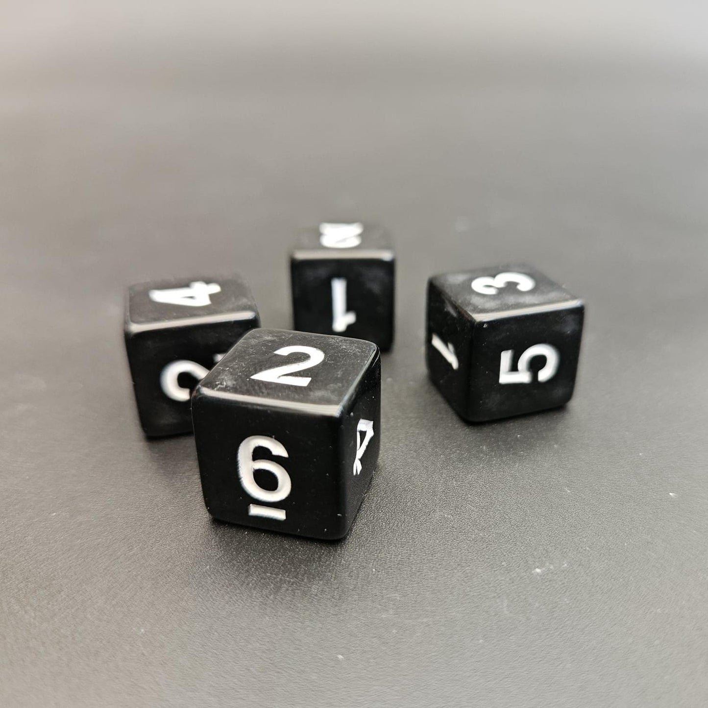 16mm Numbered Sharp Edge / Square Edge D6 Dice Black