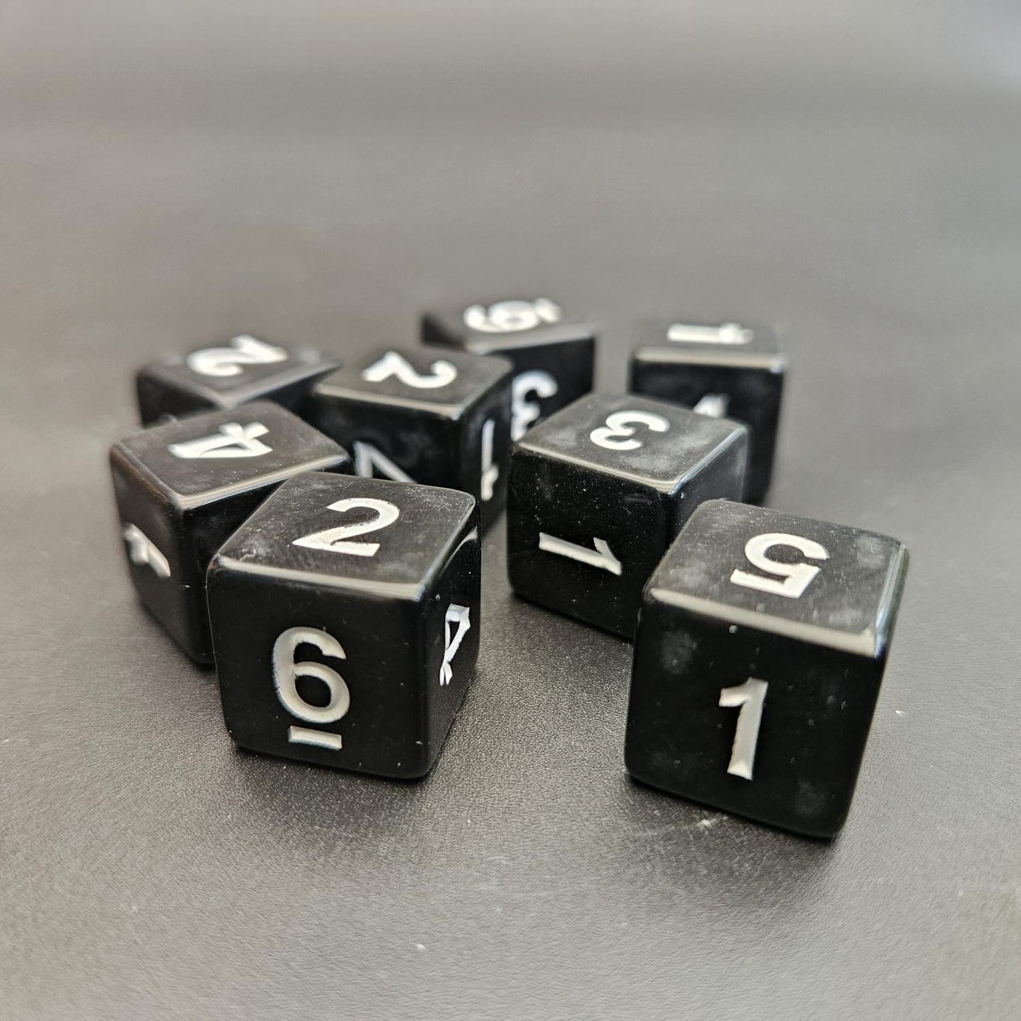 16mm Numbered Sharp Edge / Square Edge D6 Dice Black