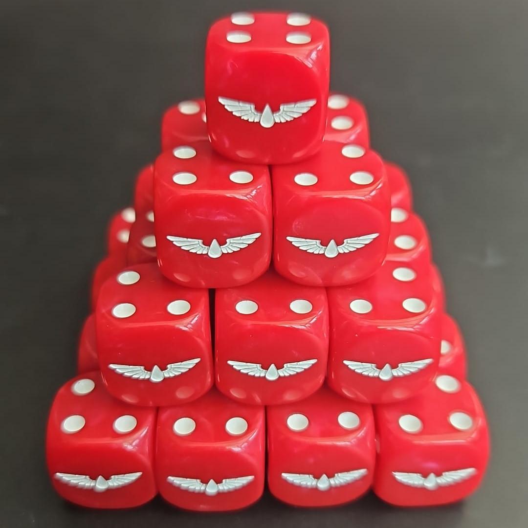 Pack of 16mm Blood and Angels Wings Rounded Edge Dice