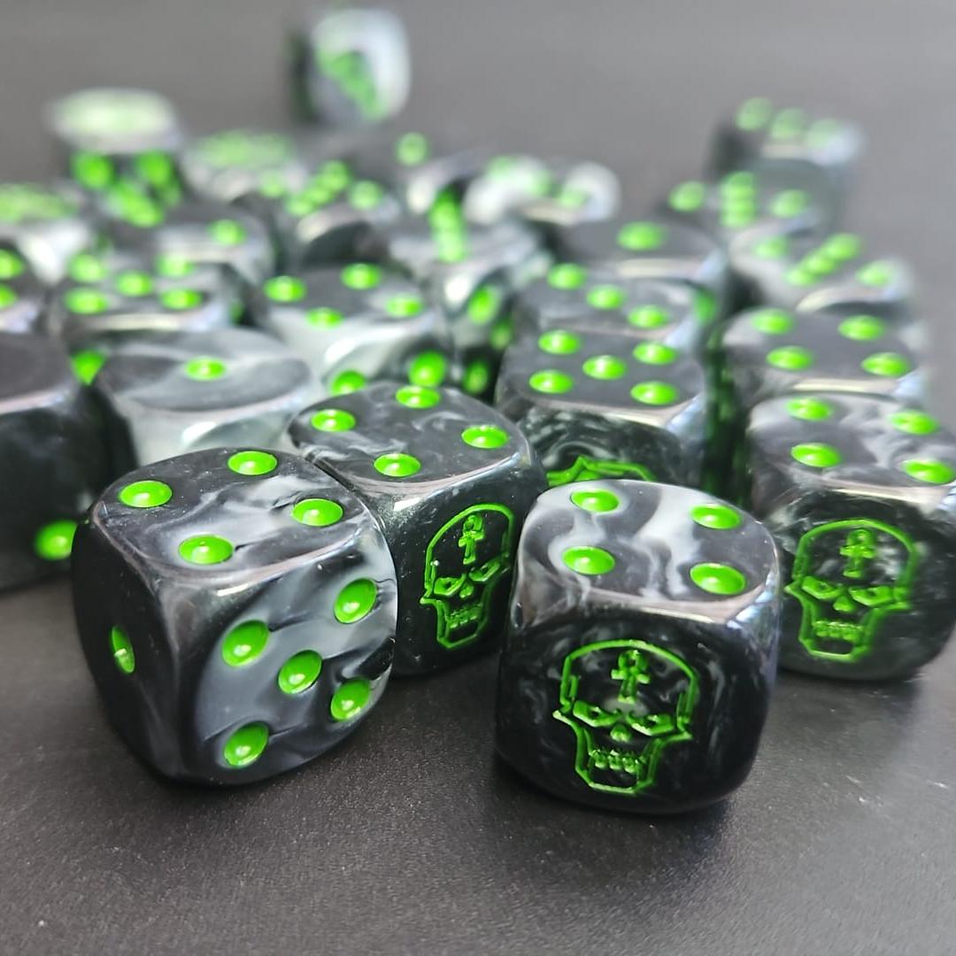 Pack of 16mm Robot Black and Grey Colour Rounded Edge Dice