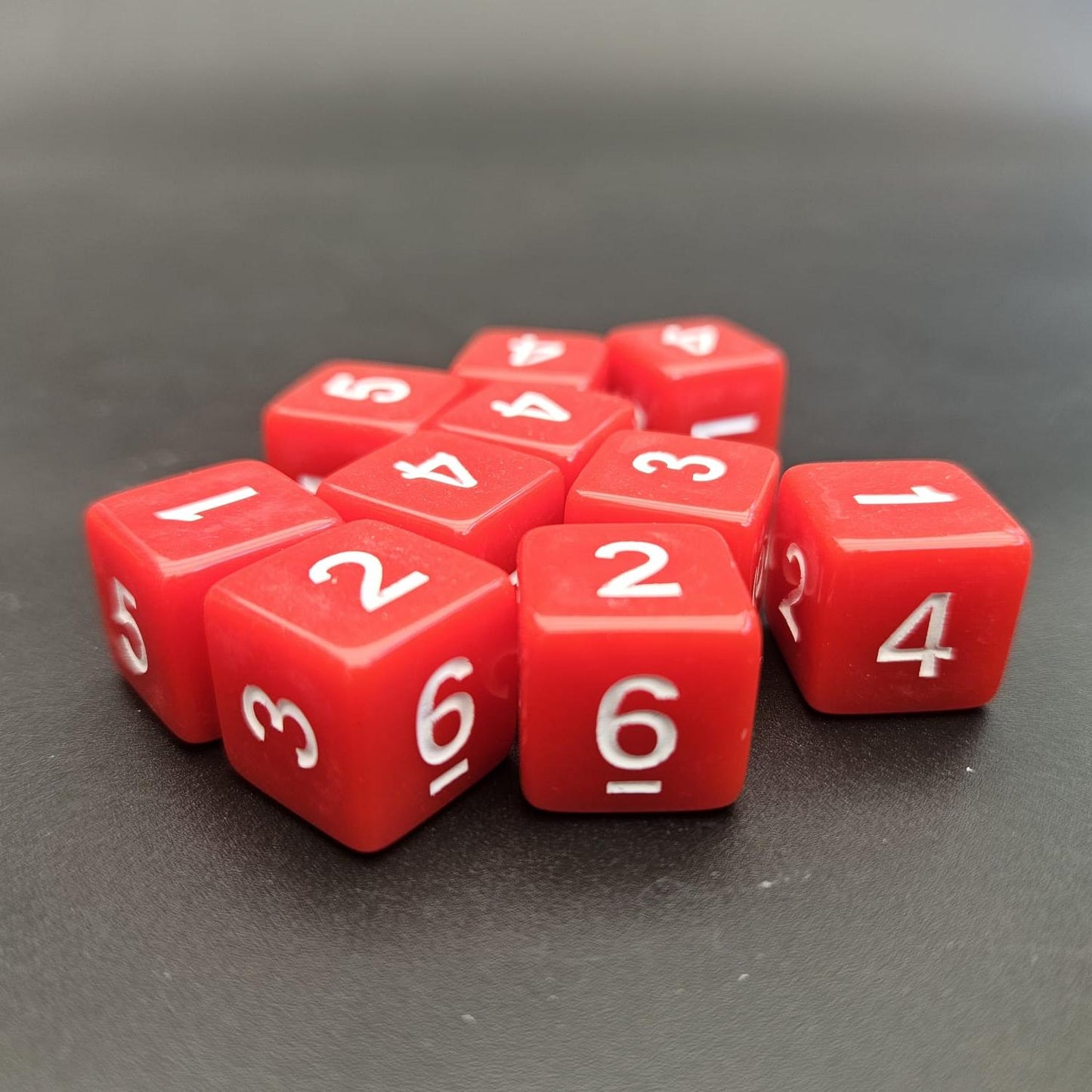 16mm Numbered Sharp Edge / Square Edge D6 Dice Red