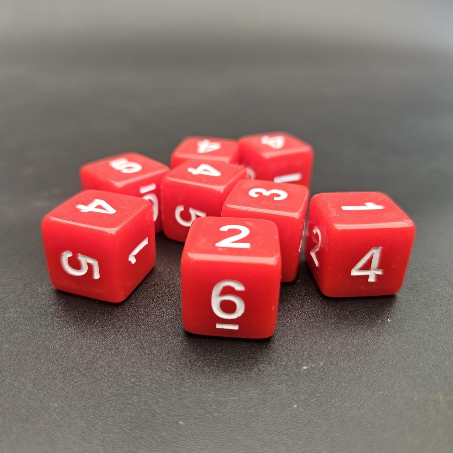 16mm Numbered Sharp Edge / Square Edge D6 Dice Red