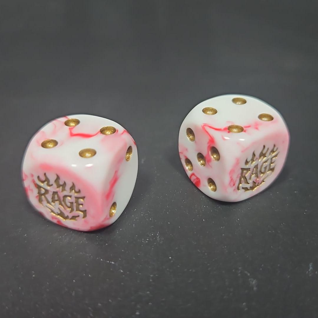 Pack of 16mm Rage White and Red Blood Rounded Edge Dice