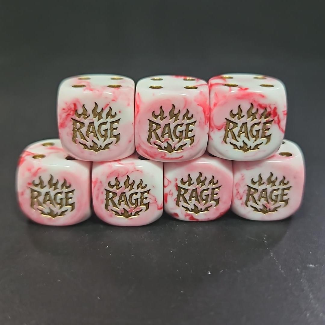 Pack of 16mm Rage White and Red Blood Rounded Edge Dice