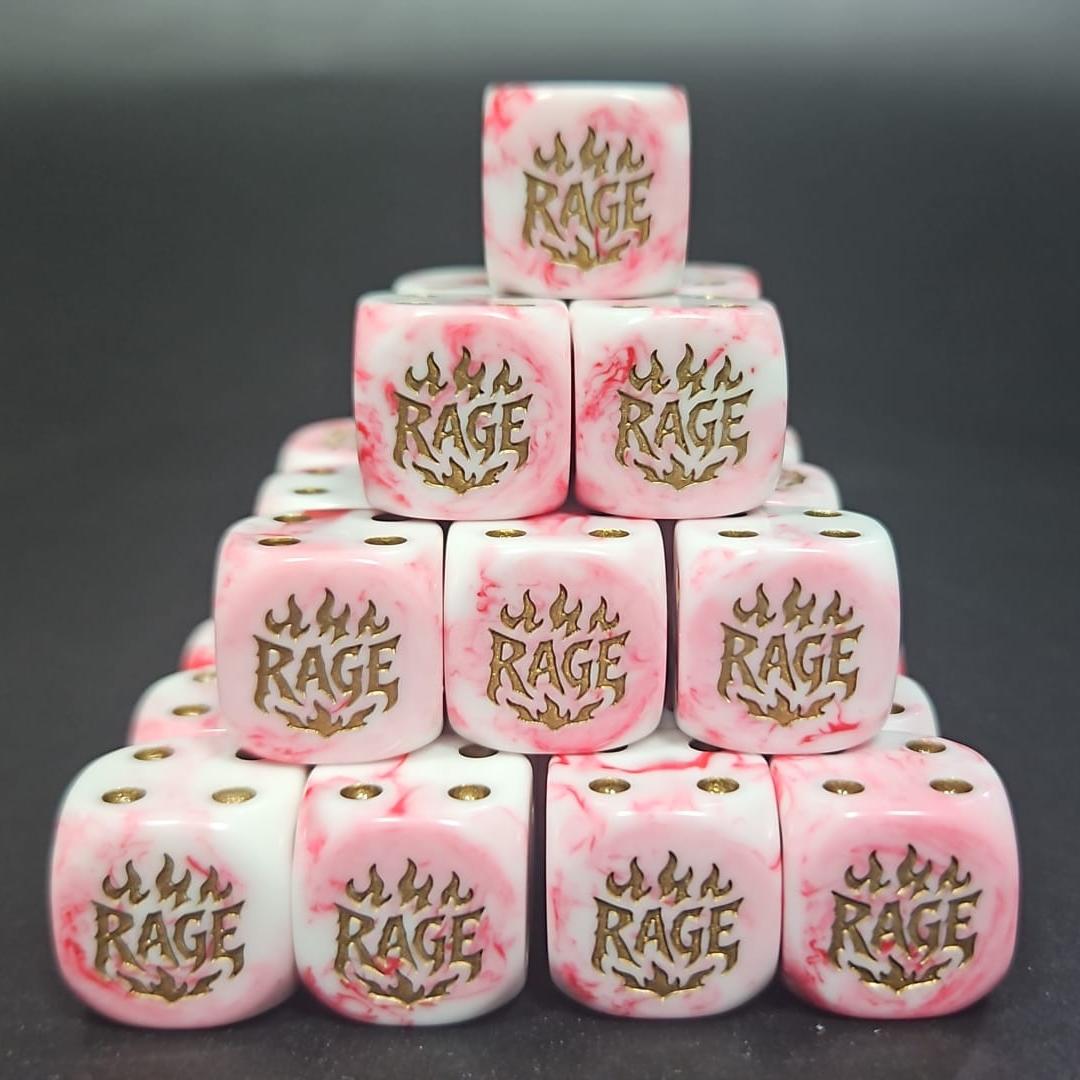 Pack of 16mm Rage White and Red Blood Rounded Edge Dice