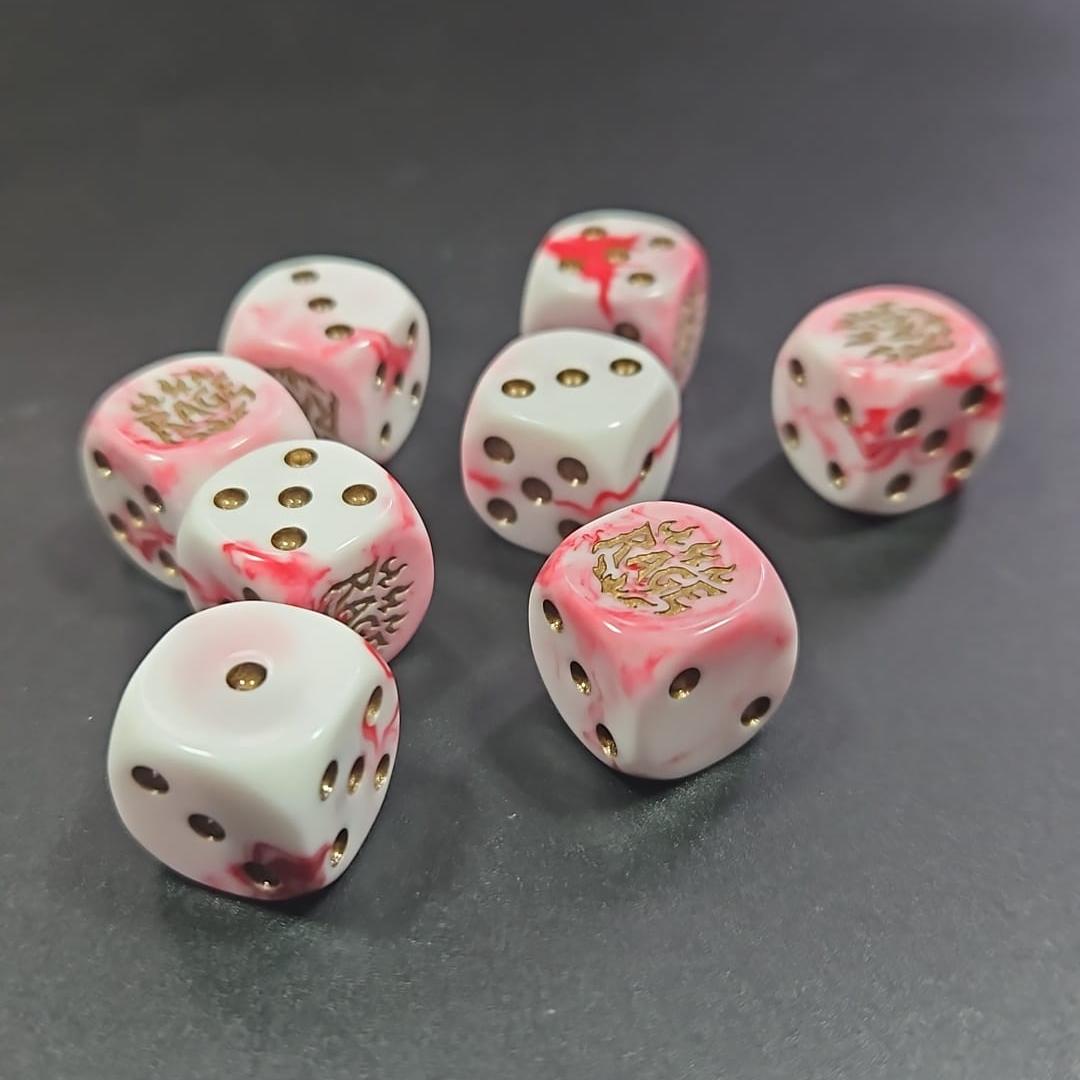 Pack of 16mm Rage White and Red Blood Rounded Edge Dice