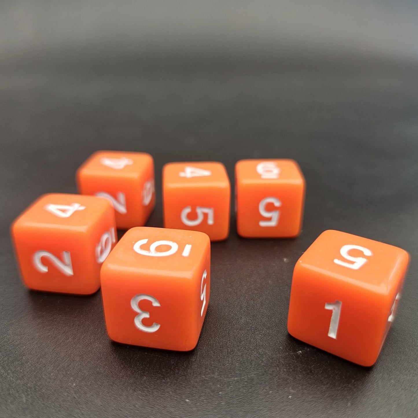 16mm Numbered Sharp Edge / Square Edge D6 Dice Orange