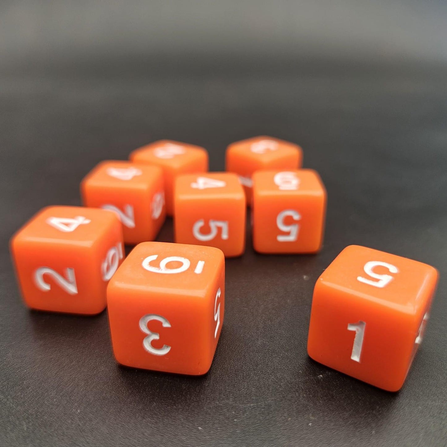 16mm Numbered Sharp Edge / Square Edge D6 Dice Orange
