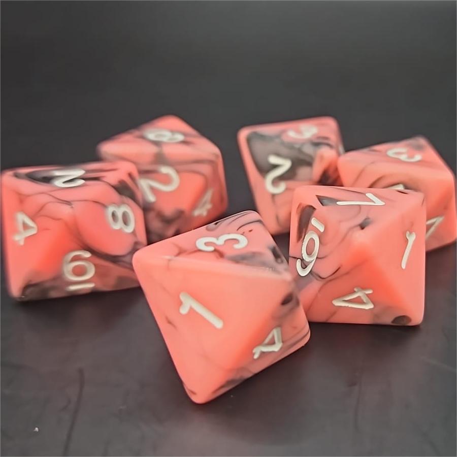 Pack of Pink and Black 20mm D8 Dice