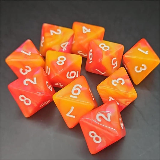 Orange and Red D8 20mm Acrylic Dice