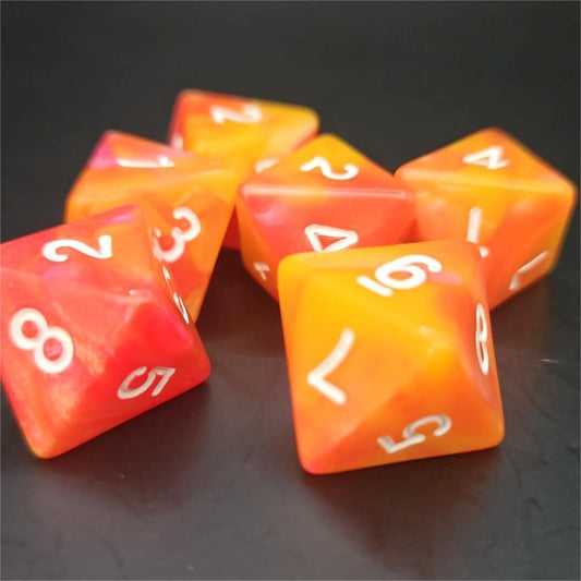 Orange and Red D8 20mm Acrylic Dice