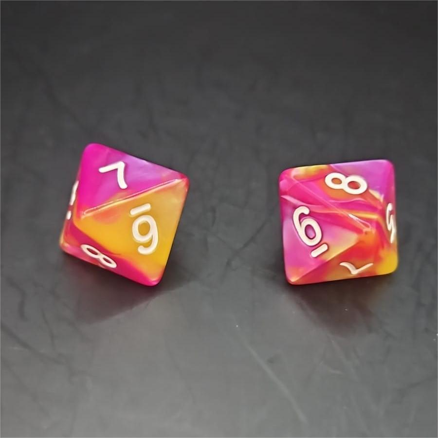 Gold and Red D8 20mm Acrylic Dice
