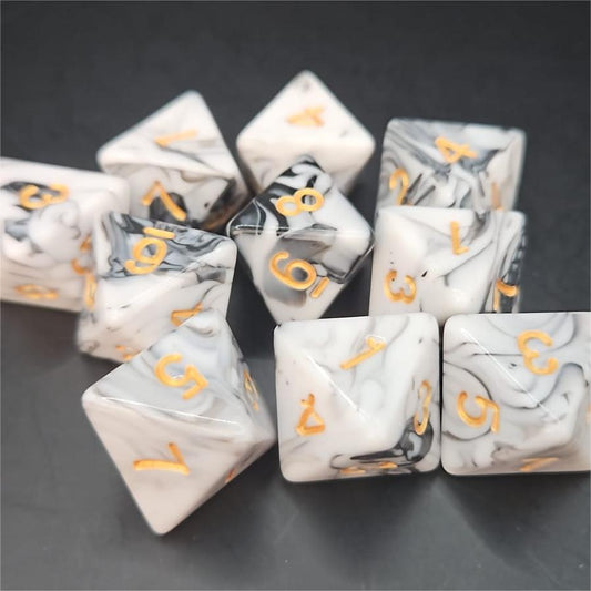 White and Black D8 20mm Acrylic Dice