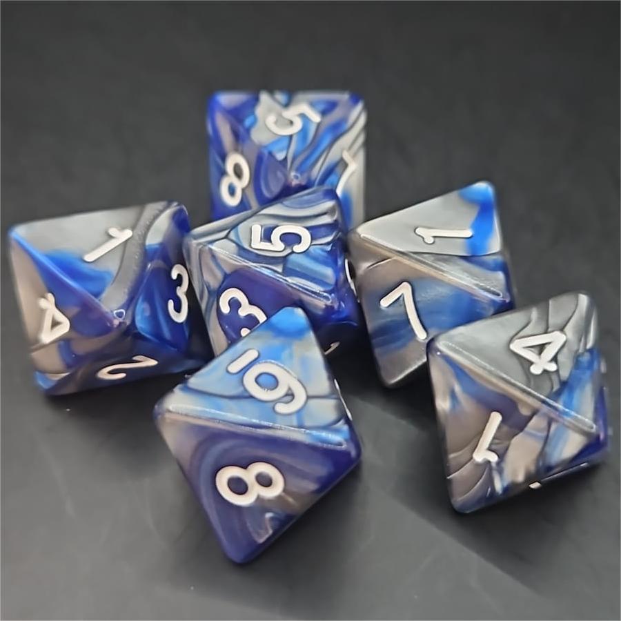 Silver and Blue D8 20mm Acrylic Dice