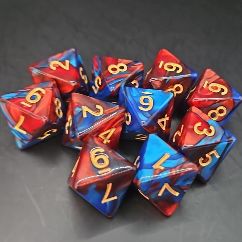 Red and Blue D8 20mm Acrylic Dice