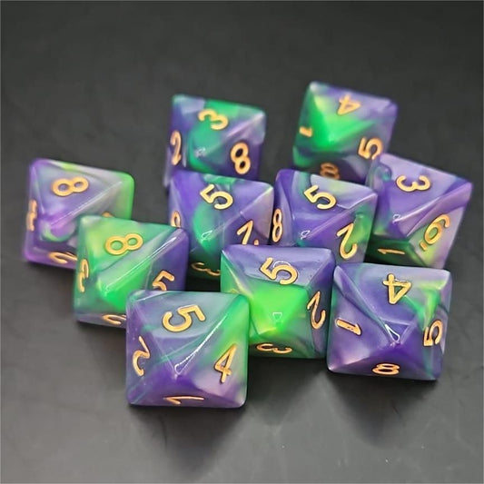 Green and Purple D8 20mm Acrylic Dice