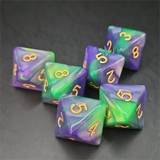 Green and Purple D8 20mm Acrylic Dice