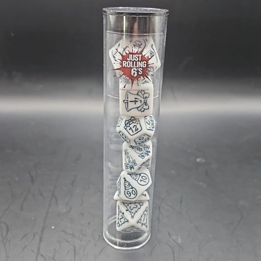 White Christmas Present 7 Piece Boxed Dice Set for Role play Gaming