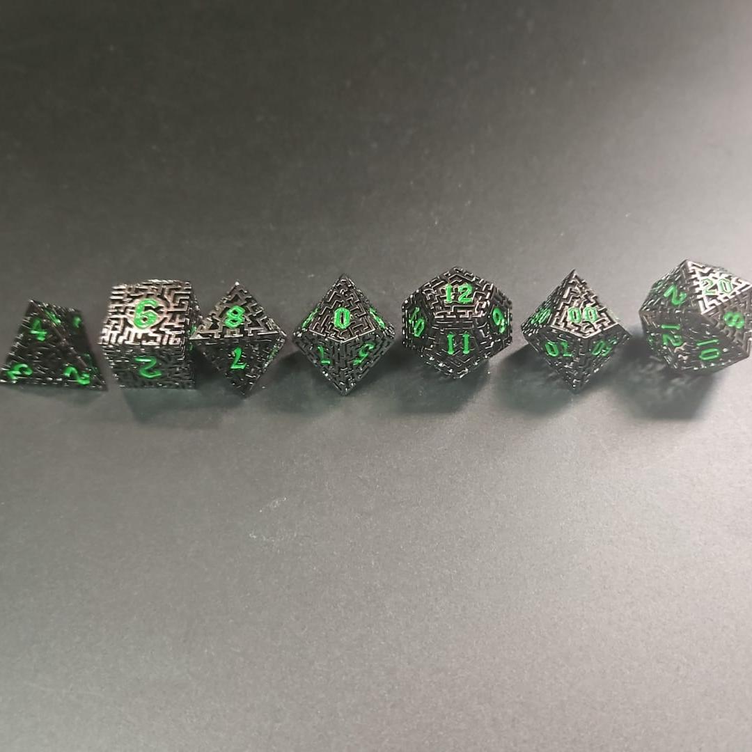 Robot Metal Matrix 7 piece D&D Dice Set