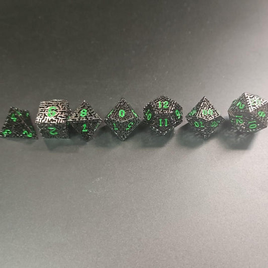 Robot Metal Matrix 7 piece D&D Dice Set