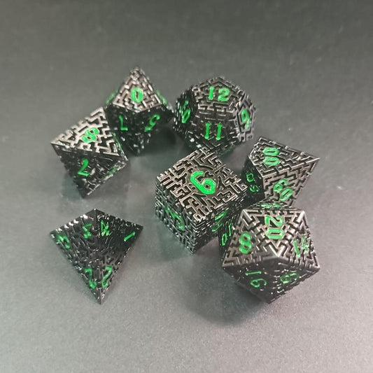 Robot Metal Matrix 7 piece D&D Dice Set