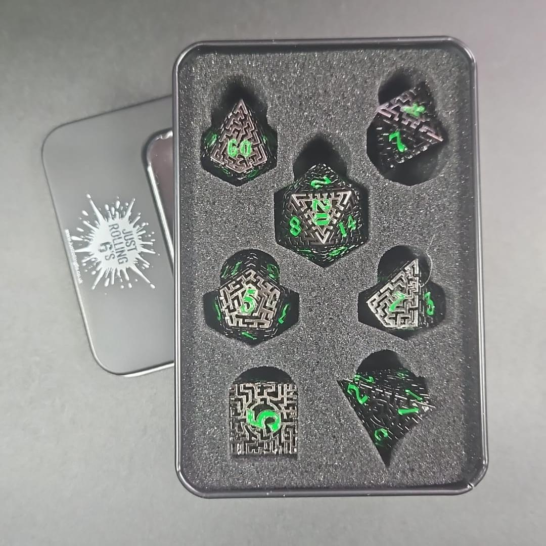 Robot Metal Matrix 7 piece D&D Dice Set