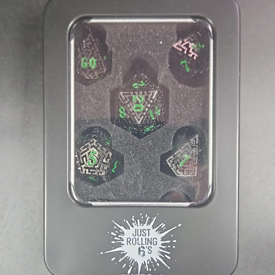 Robot Metal Matrix 7 piece D&D Dice Set