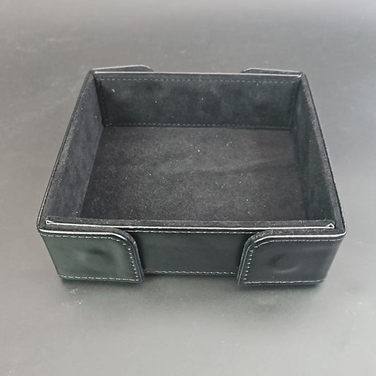 Chaos Black Square Magnetic DiceTray with PU Leather backing