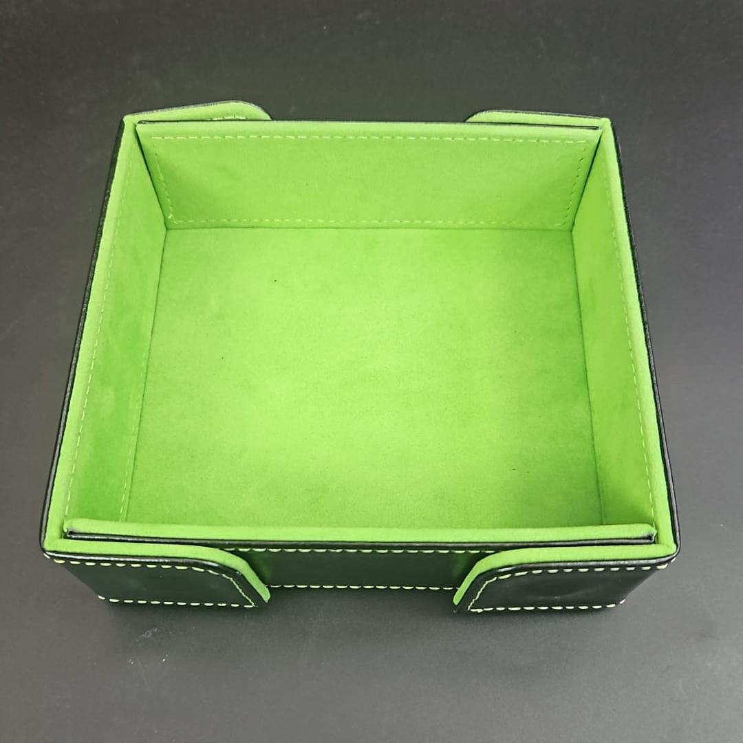 Gobbo Green Square Magnetic DiceTray with PU Leather backing