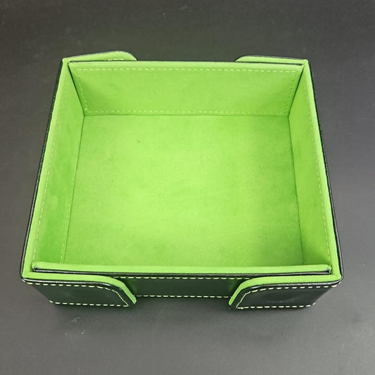Gobbo Green Square Magnetic DiceTray with PU Leather backing