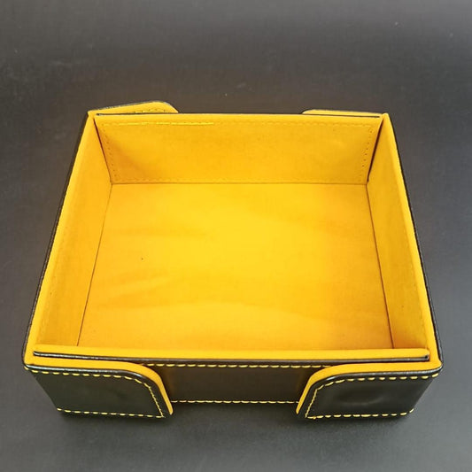 Sunbeam Yellow Green Square Magnetic Dice Tray with PU Leather backing