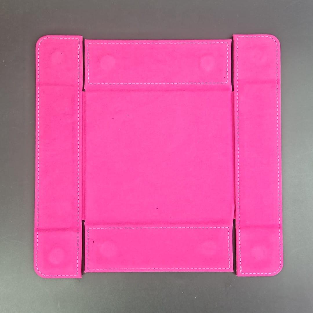 Screaming Pink Square Magnetic Dice Tray with PU Leather backing