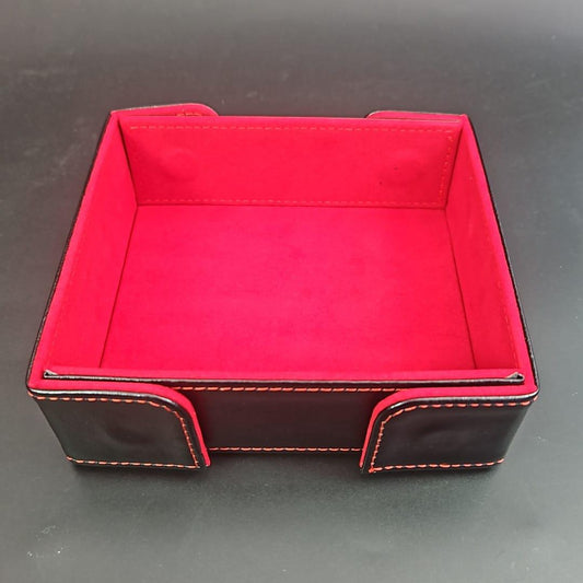 Gory Red Square Magnetic Dice Tray with PU Leather backing