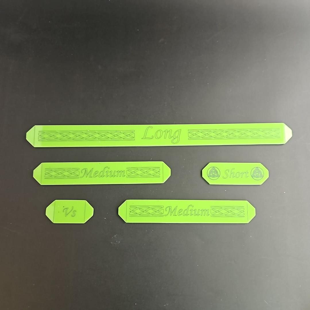 Lime Green Acrylic Saga Gauge Set (Measuring sticks)