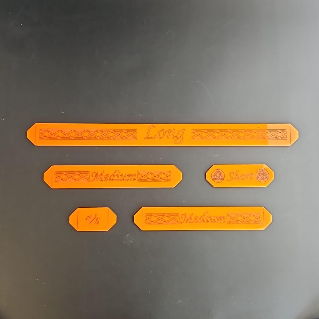 Orange Acrylic Saga Gauge Set (Measuring sticks)