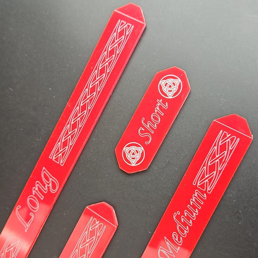 Red Acrylic Saga Gauge Set (Measuring sticks)