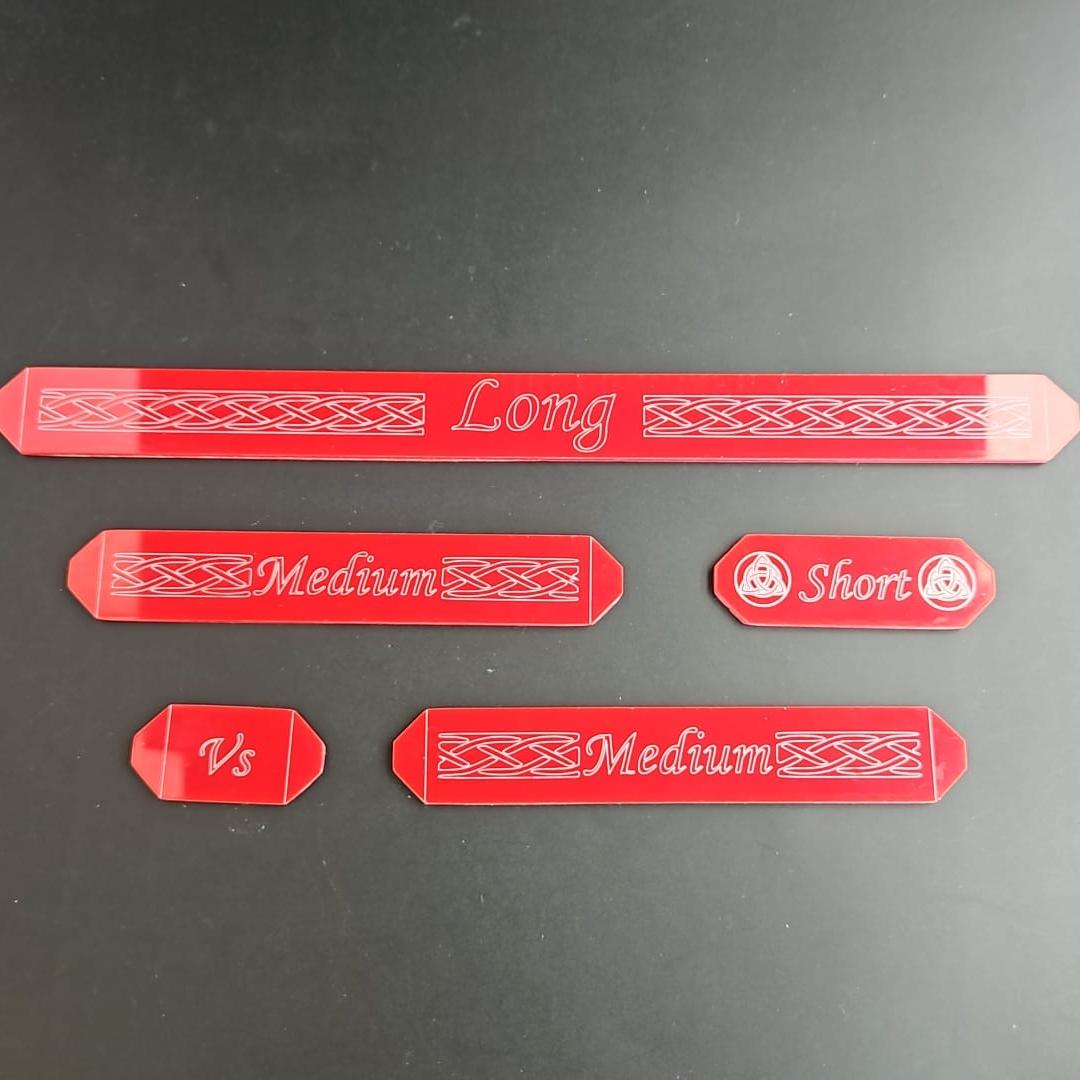 Red Acrylic Saga Gauge Set (Measuring sticks)