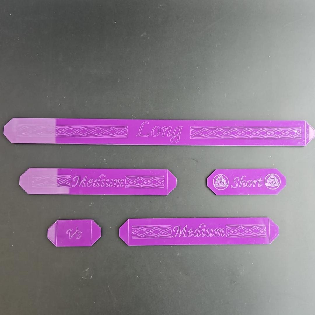 Purple Acrylic Saga Gauge Set (Measuring sticks)
