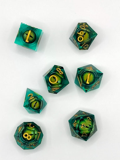 Green Daemon Eye Liquid Core Dice Set