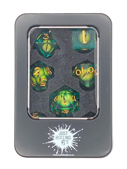 Green Daemon Eye Liquid Core Dice Set