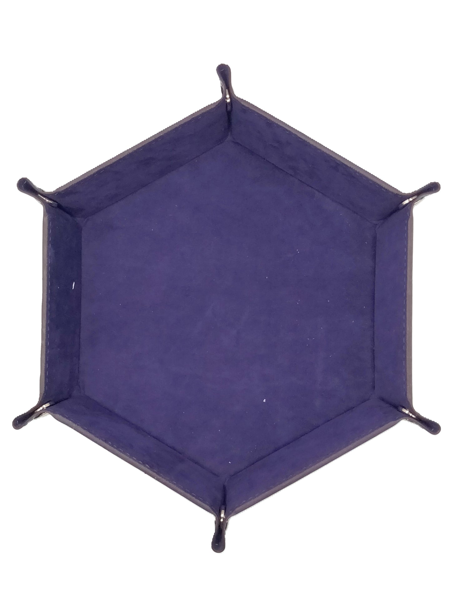 Deep Purple Hexagonal Folding Dice Tray with Black PU Leather backing