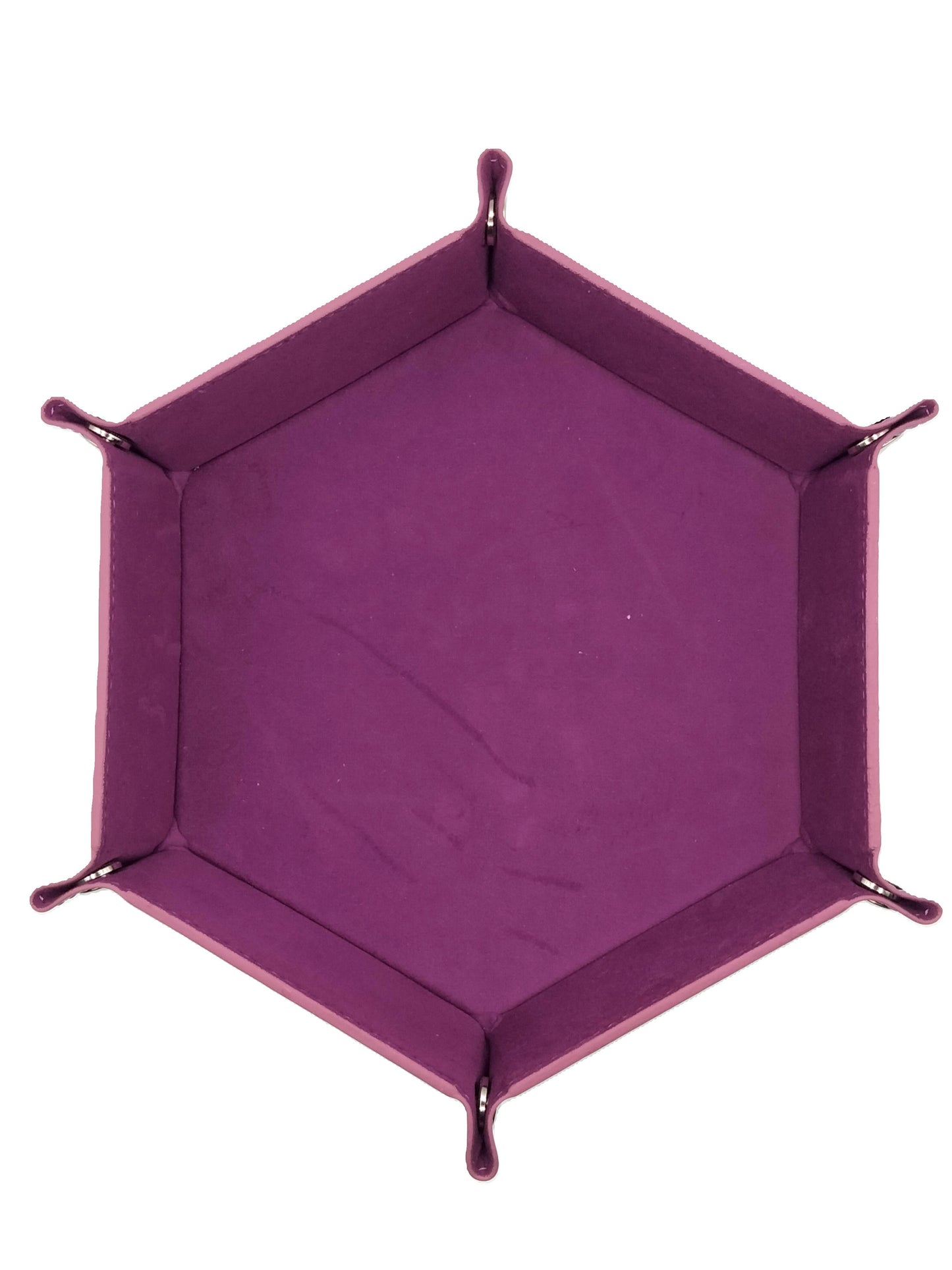 Purple Hexagonal Folding Dice Tray with Black PU Leather backing