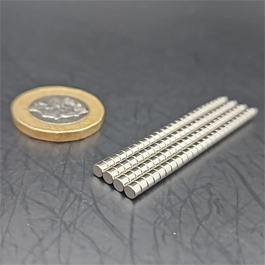 3mm Diameter 2mm thick Round N52 Magnets for Miniatures and Bases