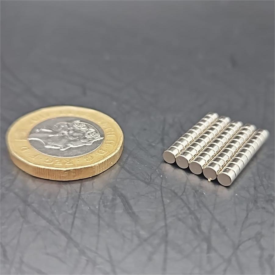 3mm Diameter 2mm thick Round N52 Magnets for Miniatures and Bases