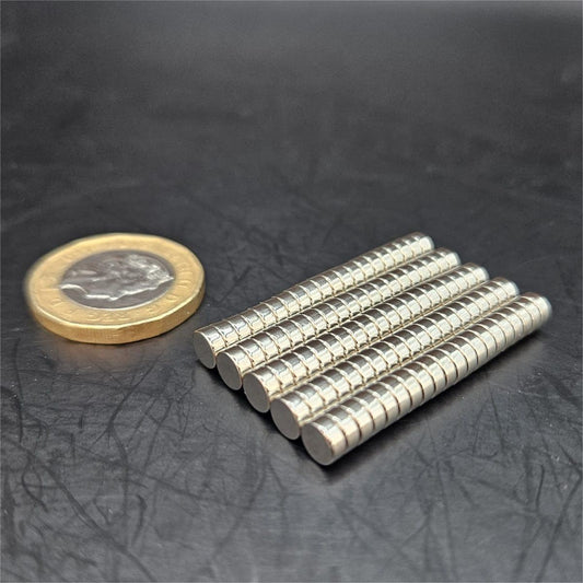 5mm Diameter 2mm thick Round N52 Magnets for Miniatures and Bases
