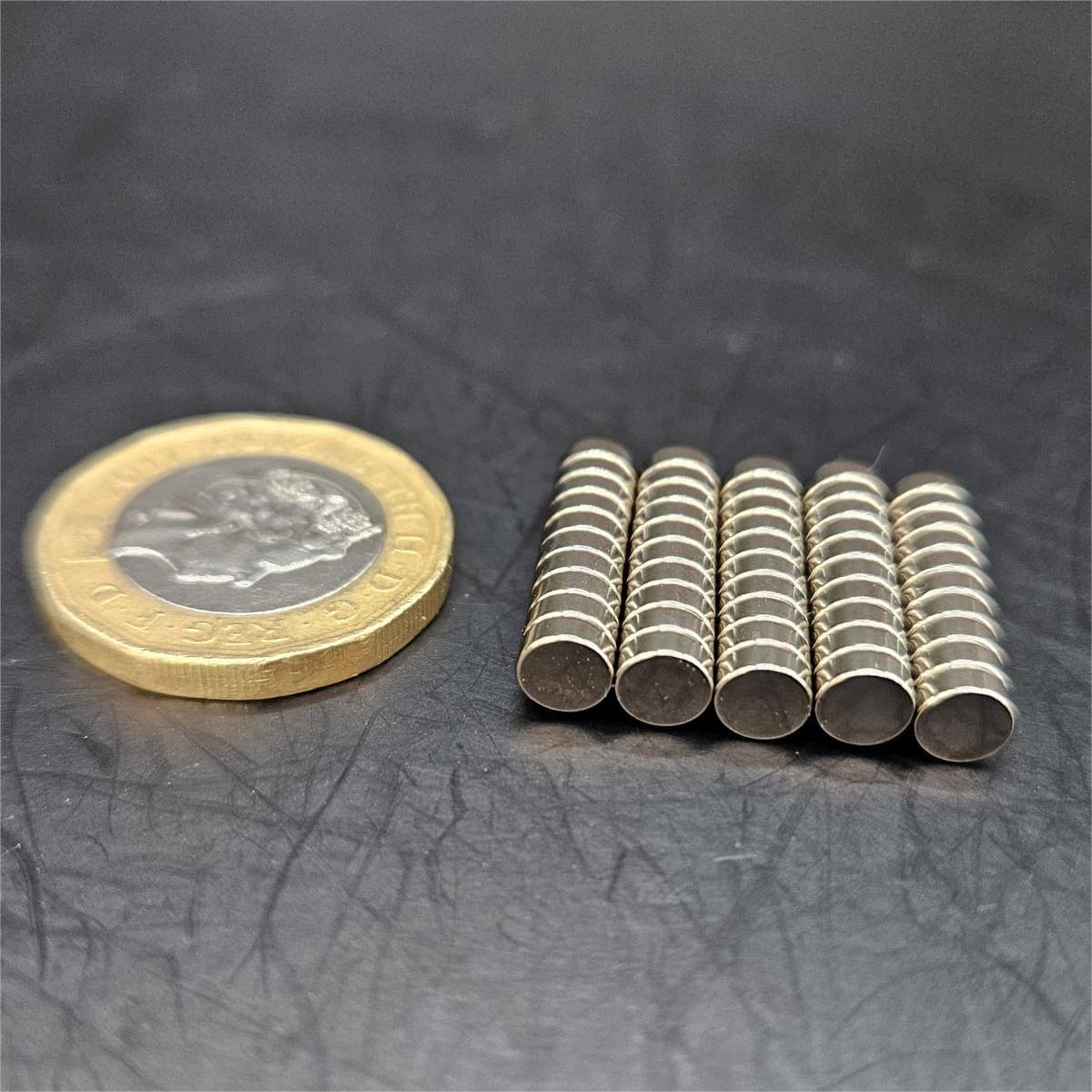 5mm Diameter 2mm thick Round N52 Magnets for Miniatures and Bases