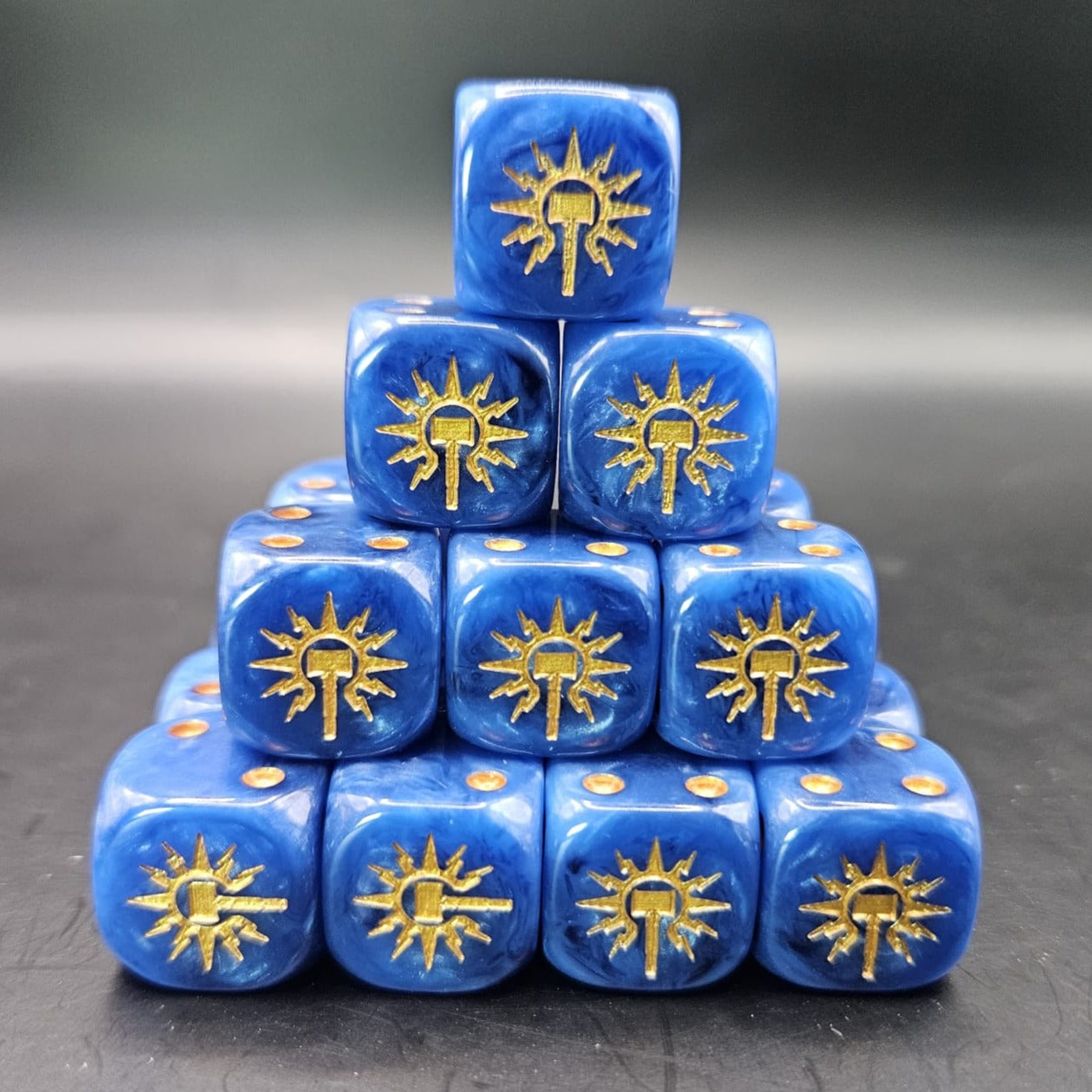 10 Pack of 16mm Order Blue Maelstrom Rounded Edge Dice
