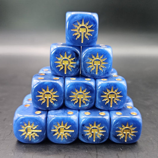 10 Pack of 16mm Order Blue Maelstrom Rounded Edge Dice