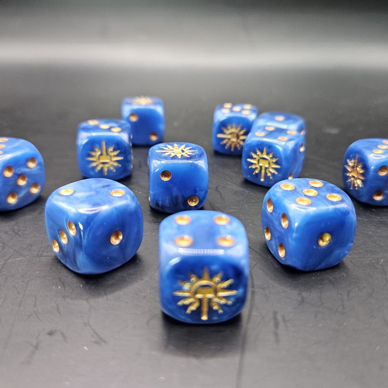 10 Pack of 16mm Order Blue Maelstrom Rounded Edge Dice